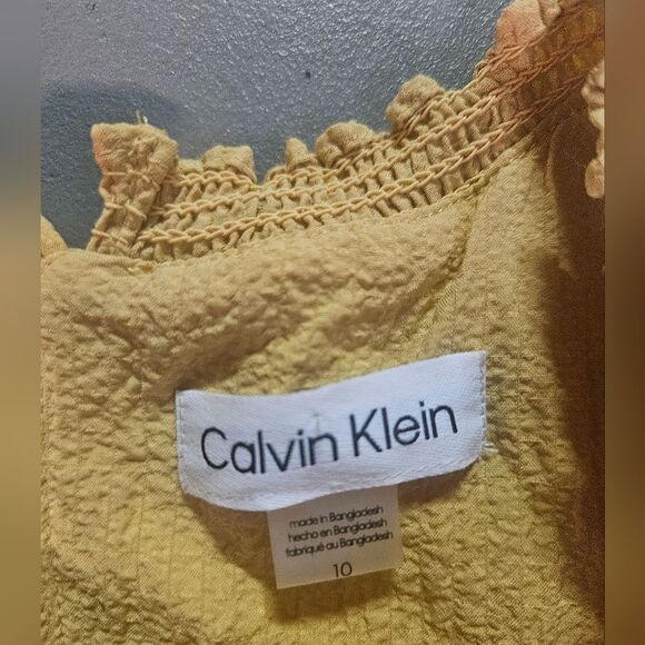 Calvin Klein Sleeveless Maxi Yellow Dress Size 10 - Picture 2 of 4